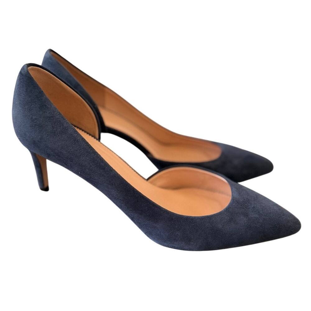 J.Crew Navy Suede Pointed Toe D'Orsay Heel 3 Inch Pump Career